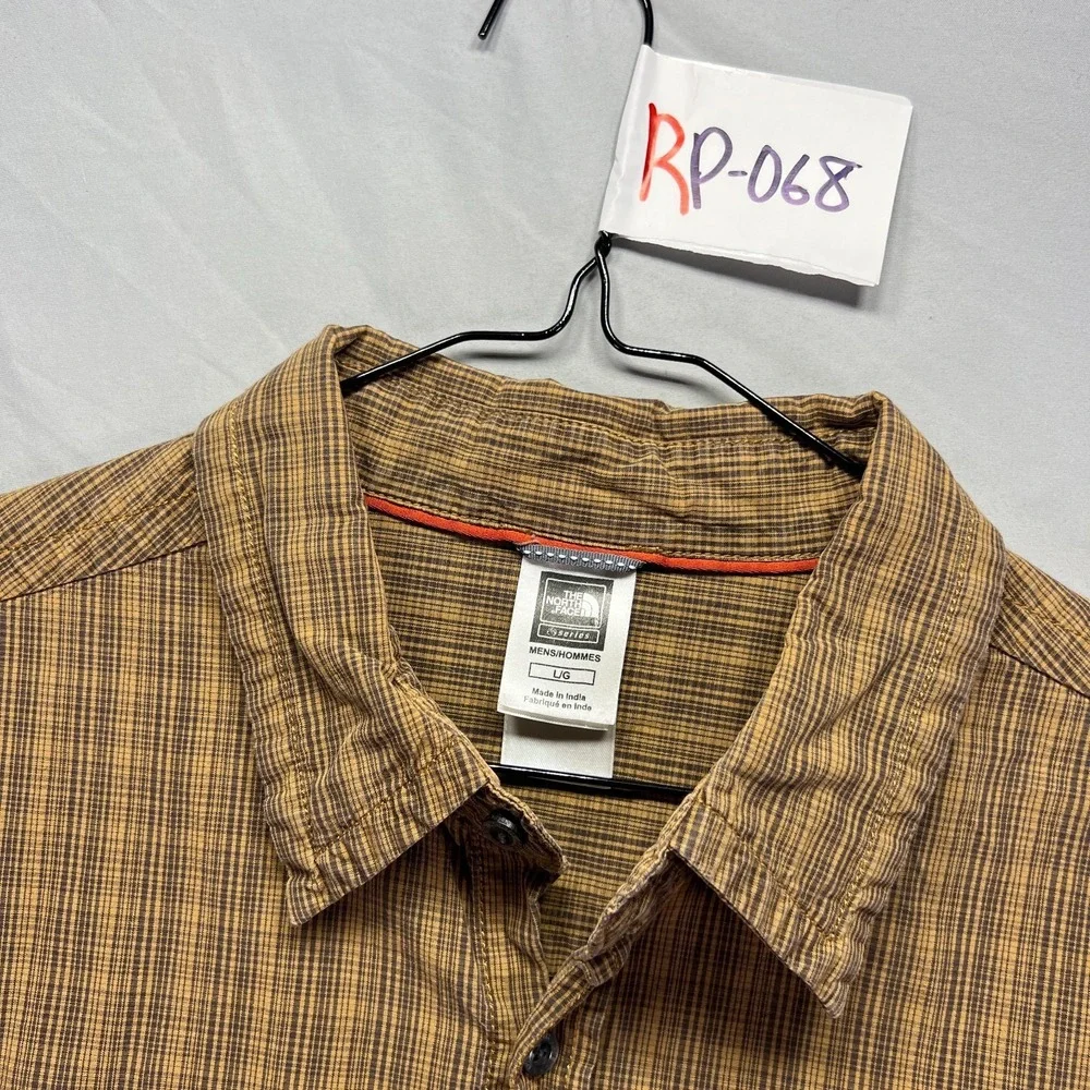 The North Face Shirt Men Large Brown Button Up Long Sleeve Pocket Utility Hiking